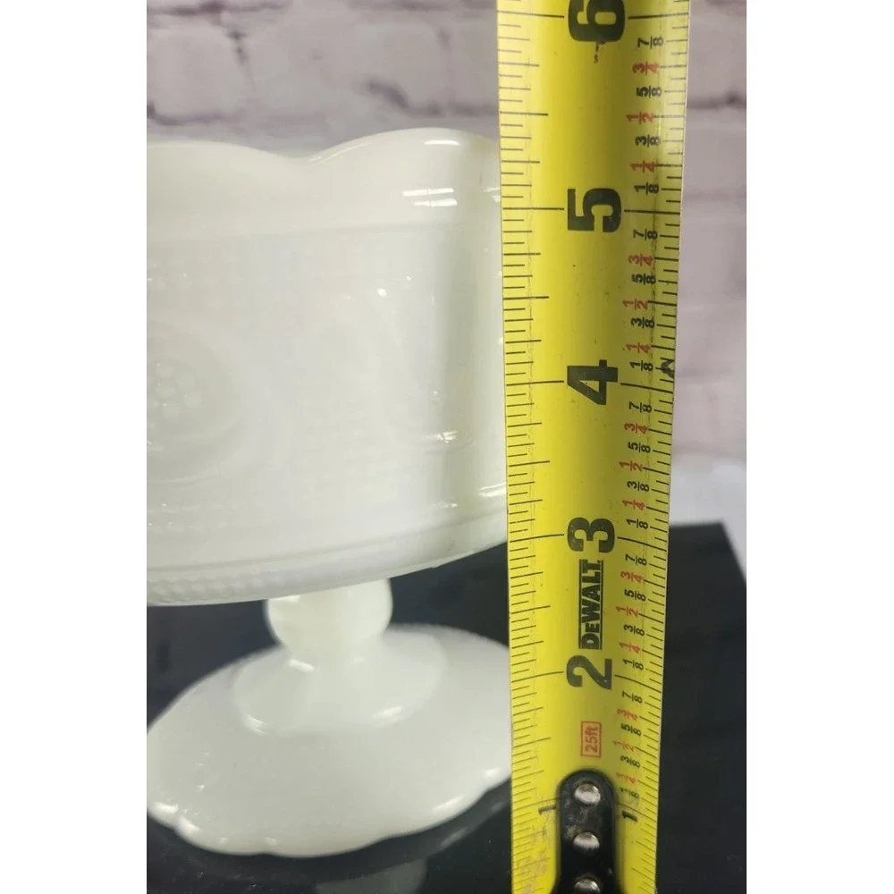 Vtg E.O. Brody Co. White Milk Glass Pedestal Compote bowl Cleveland Ohio
